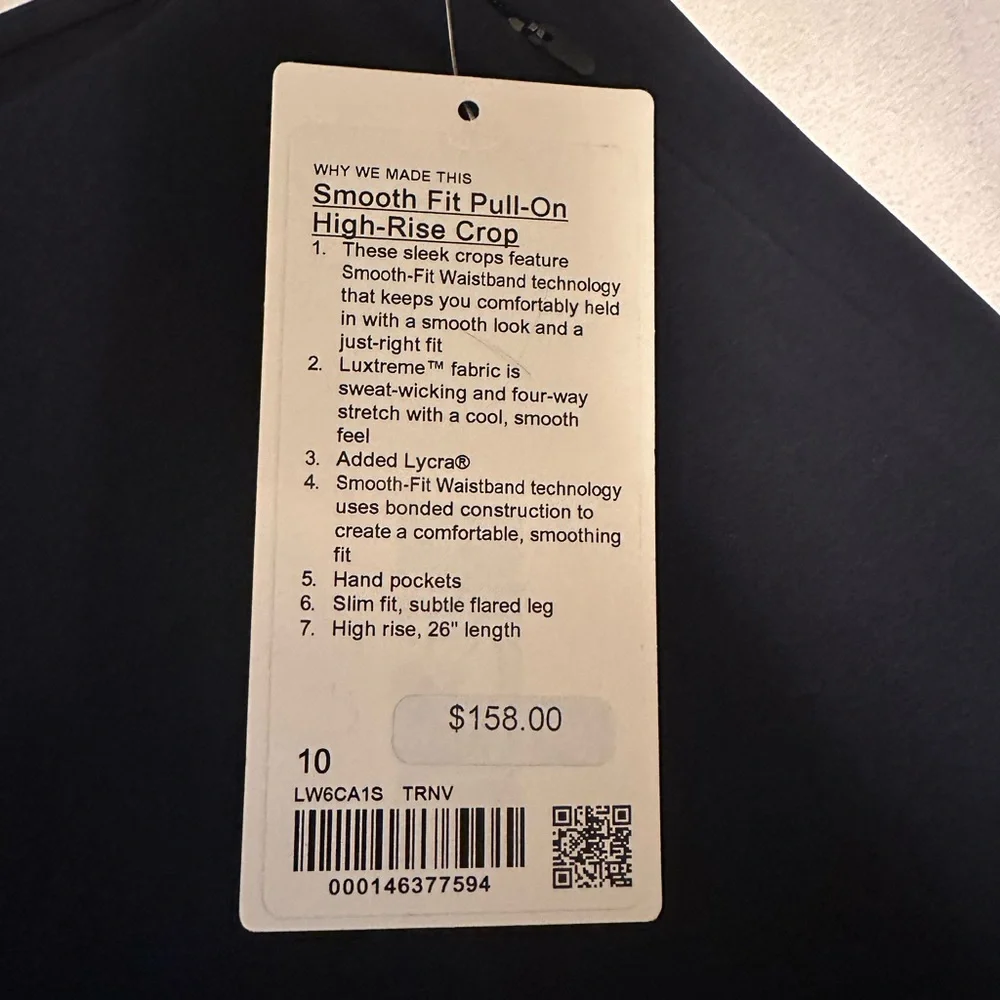 lululemon athletica smooth fit pull-on high-rise crop pants navy blue - Picture 8 of 9